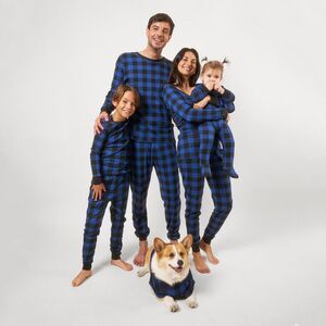 LEVERET -  Mens Two Piece Cotton Christmas Pajamas Pl Black and Navy